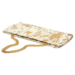 Statement Clutch in White/Gold Hair on Hide