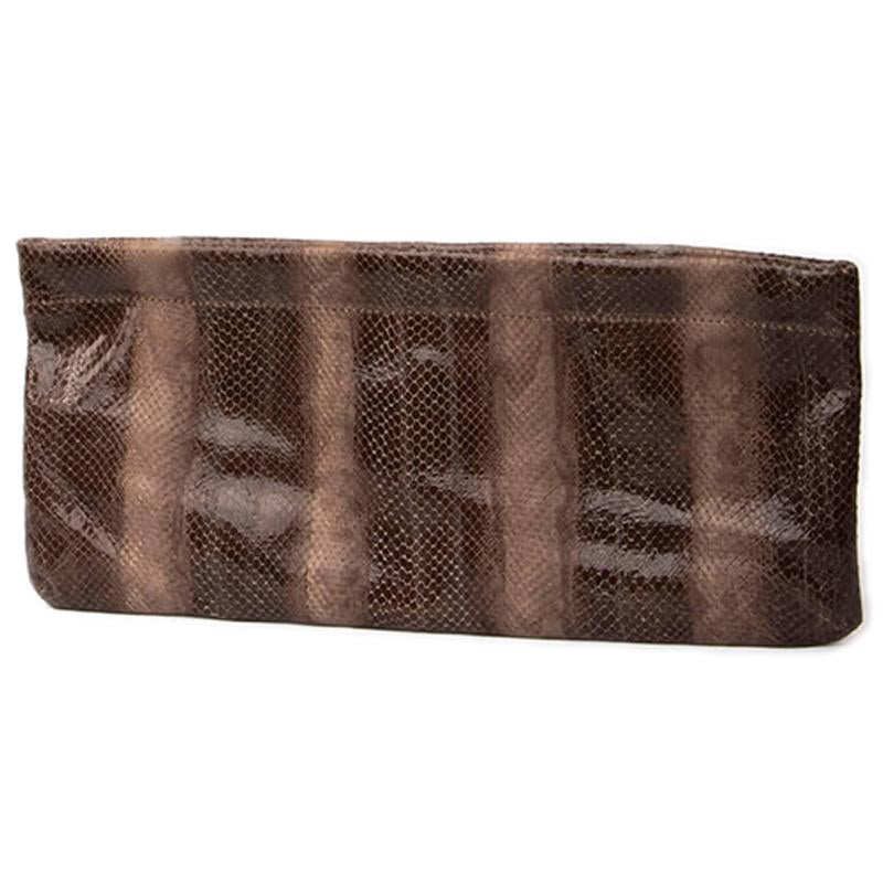 Statement Clutch in Snake Embossed Leather - Brown