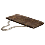 Statement Clutch in Crocodile Embossed Leather - Taupe