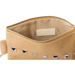Soiree Wrist Clutch with Rivet Accent - Light Tan