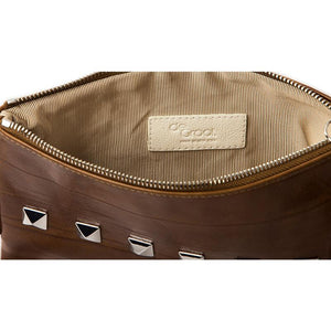 Soiree Wrist Clutch with Rivet Accent - Caramel