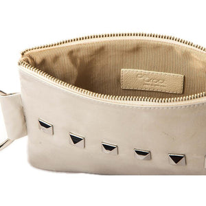 Soiree Wrist Clutch with Rivet Accent - Light Gray