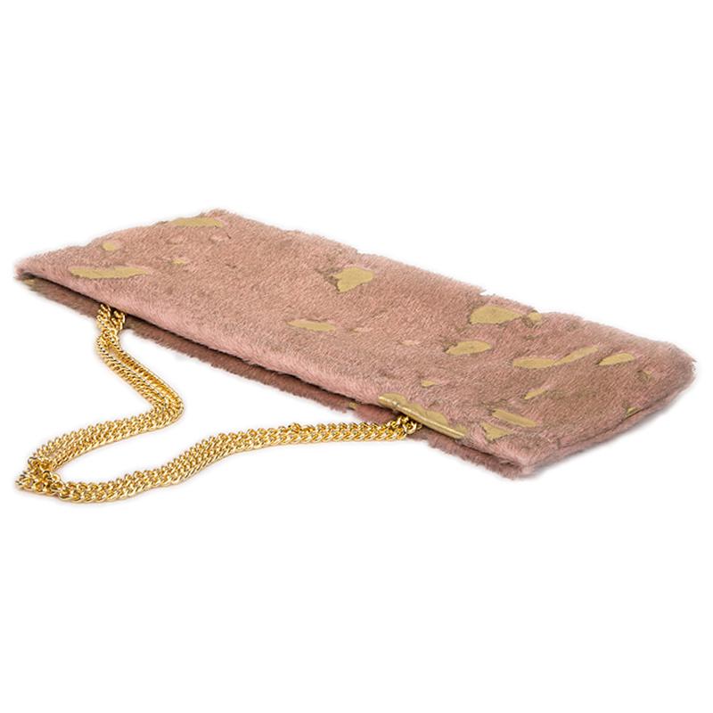 Statement Clutch in Pink/Gold Hair on Hide