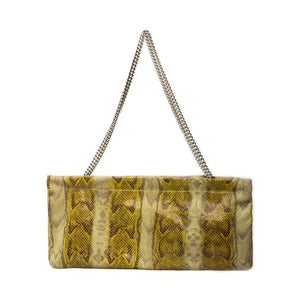 Statement Clutch in Snake Embossed Leather - Green