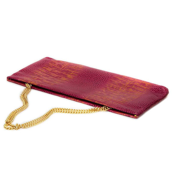mydely, Bags, Crocodile Embossed Leather Clutch Bag