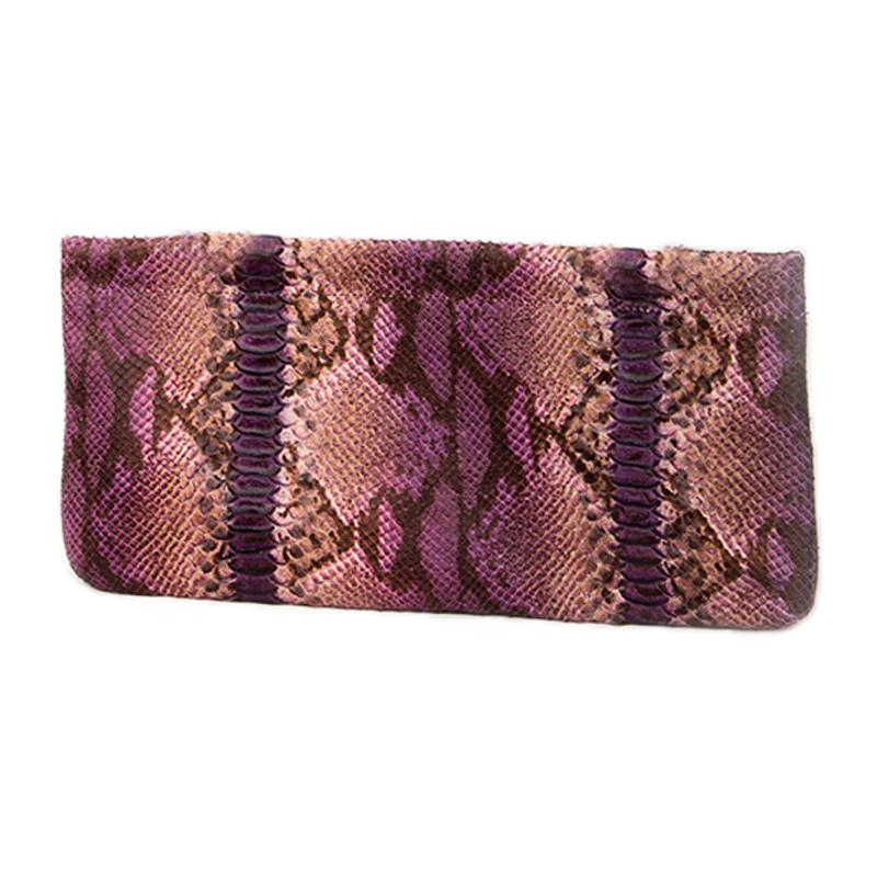 Statement Clutch in Snake Embossed Leather - Purple